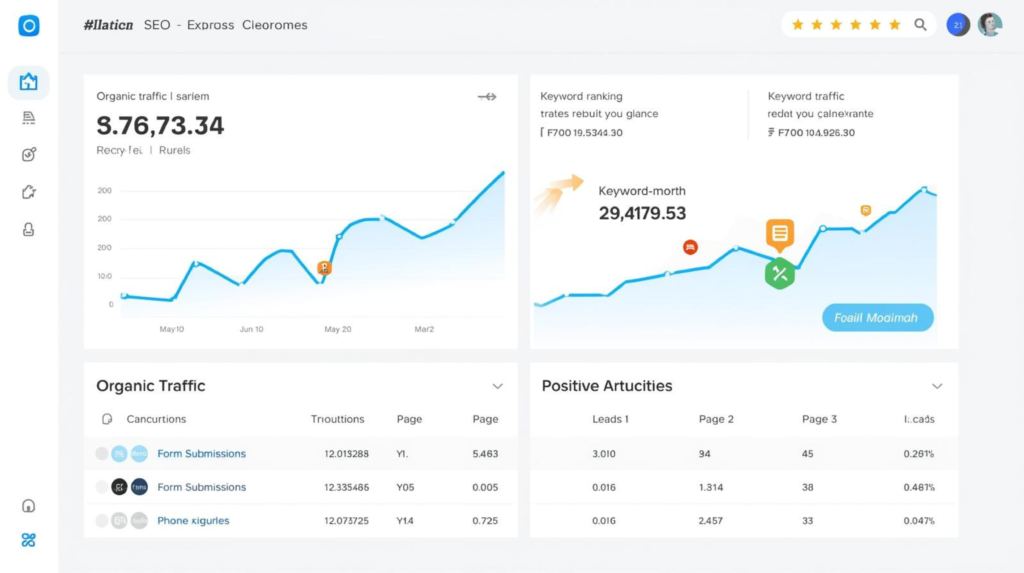 SEO results for a Florida small business showing organic traffic growth, keyword ranking improvements, and increased leads